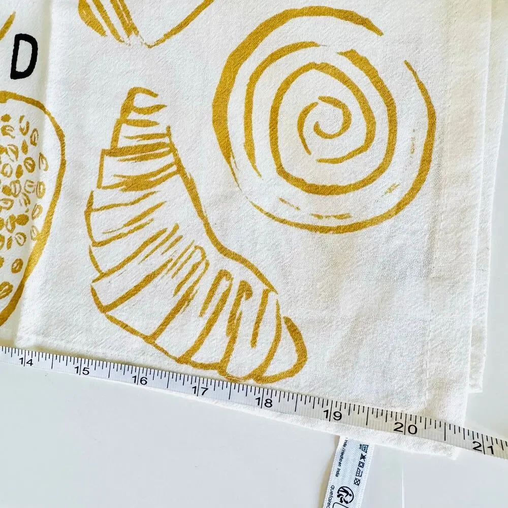 NEW ANTHROPOLOGIE White Tan Black Eat Bread $38 Pastry Kitchen Tea Towel Decor
